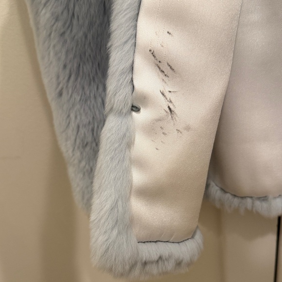 Yves Salomon Rabbit Fur Vest in Light Blue with Pearls - Picture 4 of 6